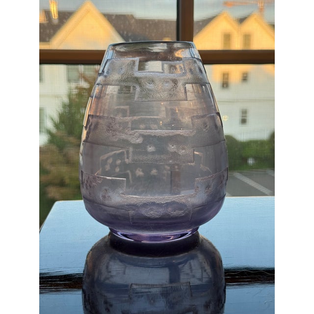 Purple Vintage Art Glass Vase For Sale - Image 8 of 8
