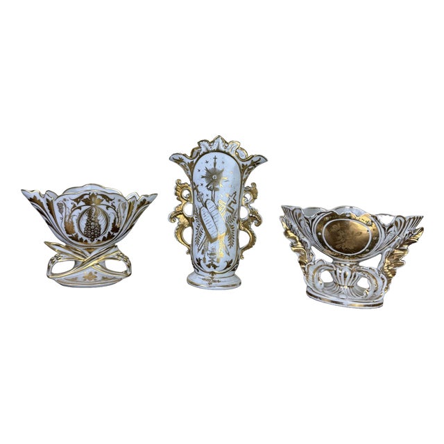 Porcelain Altar Vases in Porcelain, Set of 3 For Sale