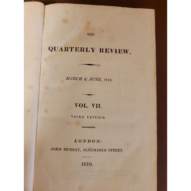 The Quarterly Review, 1812-1822 8 Vol. Half Calf For Sale - Image 9 of 15