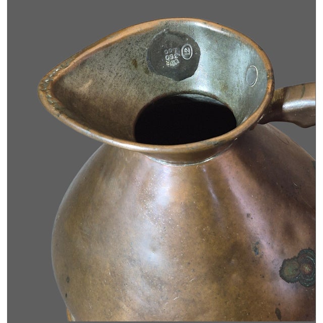 Antique Victorian English Tavern Copper Measuring Harvest Jug Marked Quart For Sale - Image 9 of 13