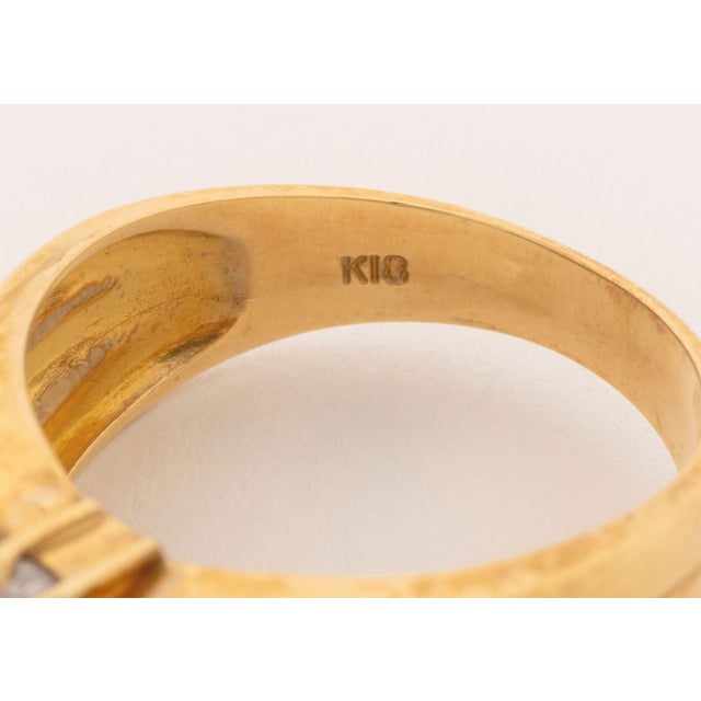 Metal Vintage Modernist 18k Yellow Gold Diamond Band Ring For Sale - Image 7 of 7