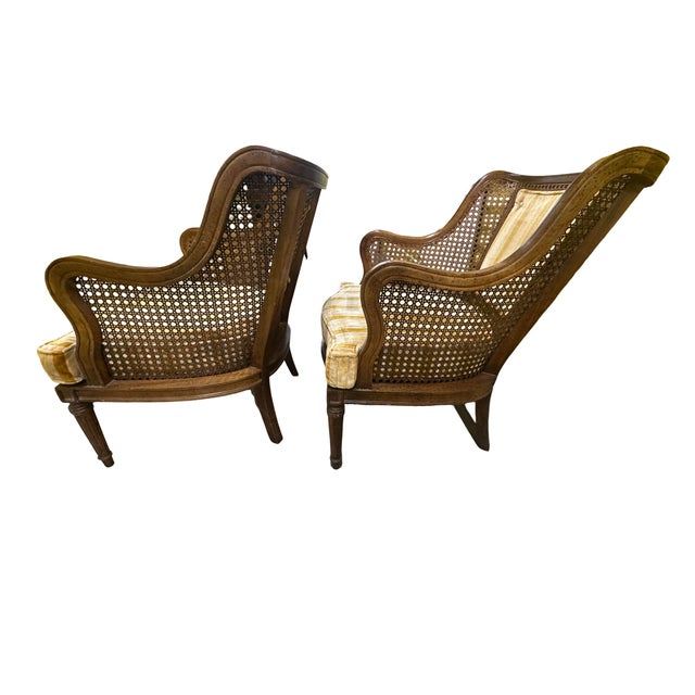 Pair of Mid 20th Century Cane Barrel Lounge Chairs by American of Martinsville For Sale - Image 6 of 10