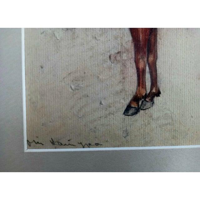 #1960s Watercolor Horse Painting, Framed For Sale - Image 6 of 9