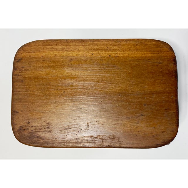 Brown Vintage Primitive Wood Cricket Stool With Scalloped Apron For Sale - Image 8 of 8