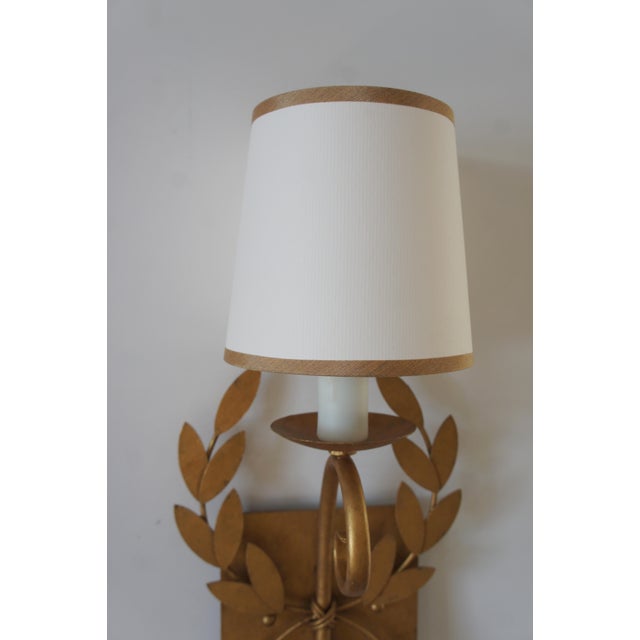 Julie Neill Gilt Metal Wreath Sconce For Sale - Image 9 of 11