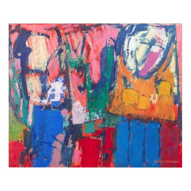 Jan Battermann, Abstract Composition, 1960s, Gouache, Framed For Sale