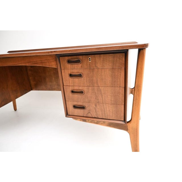 Vintage Danish Walnut Desk attributed to Svend Aage Madsen for HP Hansen, 1960 For Sale - Image 12 of 13