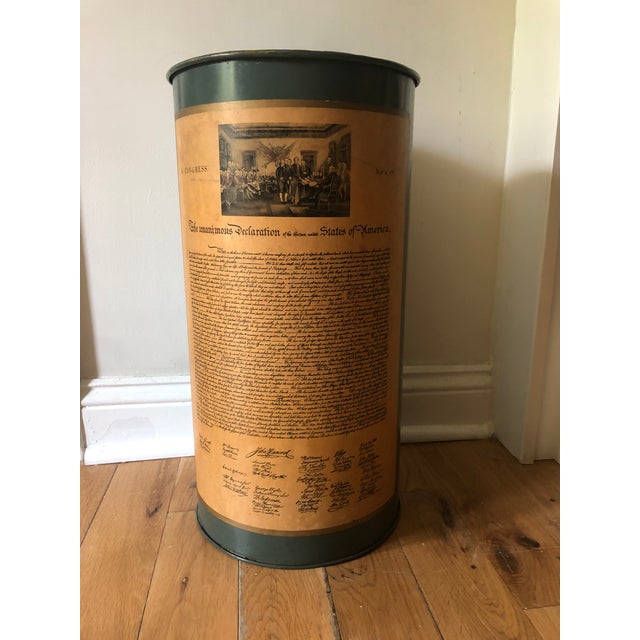 Mid 20th Century Declaration of the 13 United States of America Metal Wastebasket / Umbrella Stand For Sale - Image 6 of 11