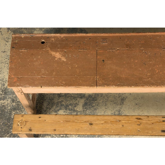 Late 19th Century French Painted School Desk With Integrated Bench For Sale - Image 4 of 18