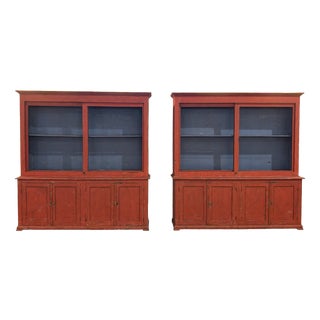 Antique Lacquered Bookcases and Sideboards, 1890, Set of 2 For Sale