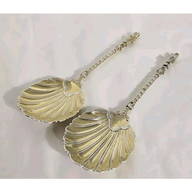 Gold Antique Victorian Sterling Silver Serving Spoons from Mappin & Webb, 1887, Set of 2 For Sale - Image 8 of 13