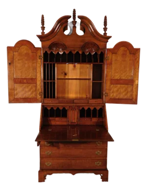Rare Antique Wright Table Co. Tiger Maple Cherry Pine Chippendale Secretary Desk
