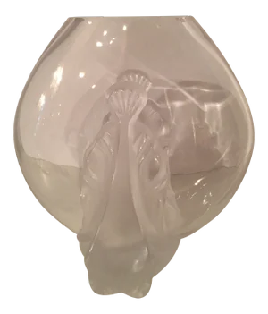 1950s Lalique France Garance Frosted Fish Vase