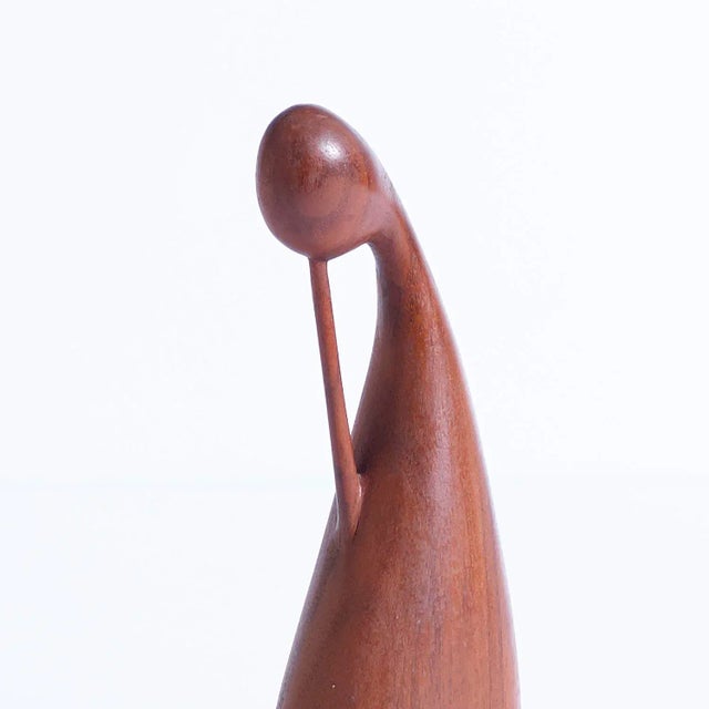 Figurative Hand Carved Walnut Sculpture in the Form of a Female Figure For Sale - Image 3 of 5