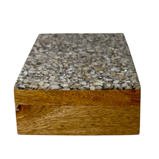 Wood Vintage Maitland Smith Mother of Pearl and Bleached Wood Decorative Box For Sale - Image 7 of 13