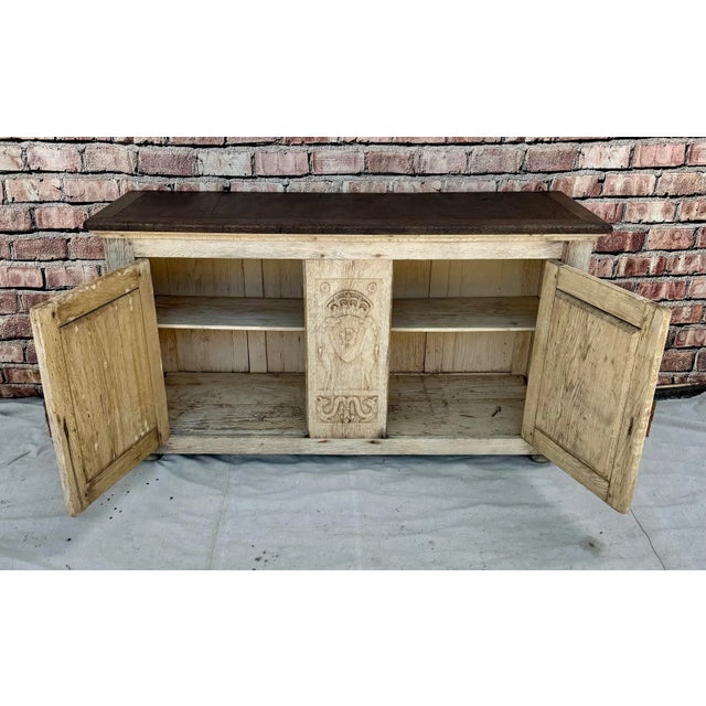 Antique White Mid Century Custom Carved and Painted Wood Sideboard For Sale - Image 8 of 12