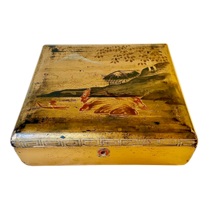 Vintage Japanese Gold Lacquered Wood Box