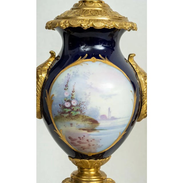Antique French Napoleon III Clock Triptych in Gilded Bronze and Sevres Porcelain, Set of 3 For Sale - Image 3 of 8