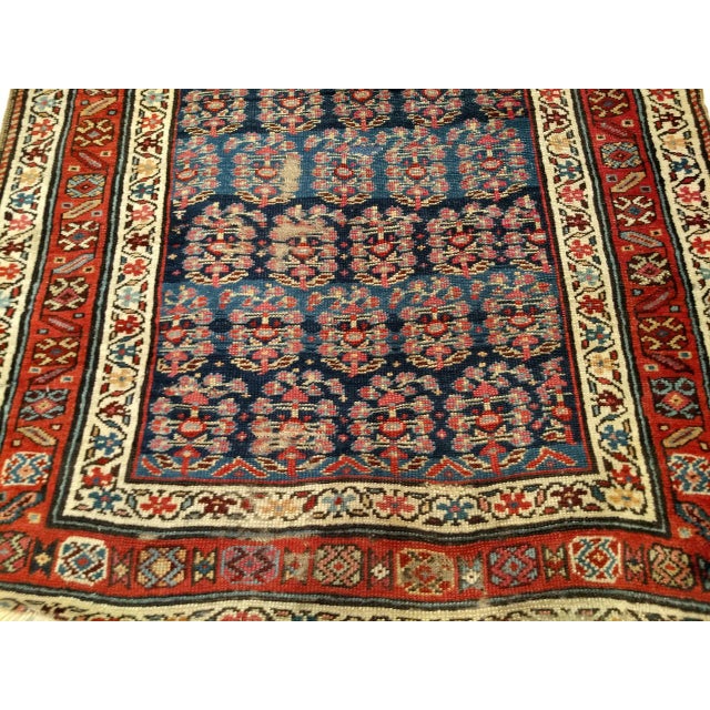 19th Century Persian Bidjar Runner, Hand-Knotted Wool, Allover Paisley Pattern, Blue & Red, 3x9 For Sale - Image 11 of 14