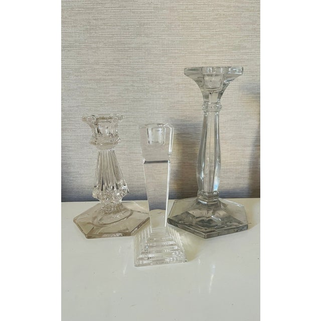 Vintage Crystal candlesticks, 3 pcs set.