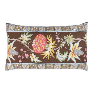 Schumacher Bailey Botanical Lumbar Pillow In Chocolate For Sale