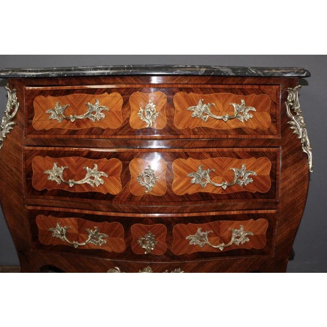 Wood Louis XV Style Commode in Marquetry, 1940s For Sale - Image 7 of 12
