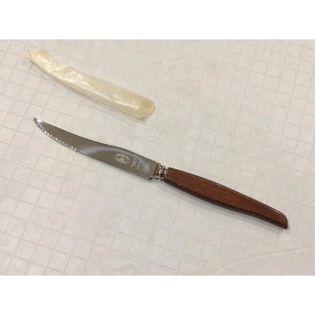 Wood Mid Century Atkinson Brothers Celebrated Cutlery Milton Works Steak Knives Made in Sheffield, England - Set of 6 For Sale - Image 7 of 13