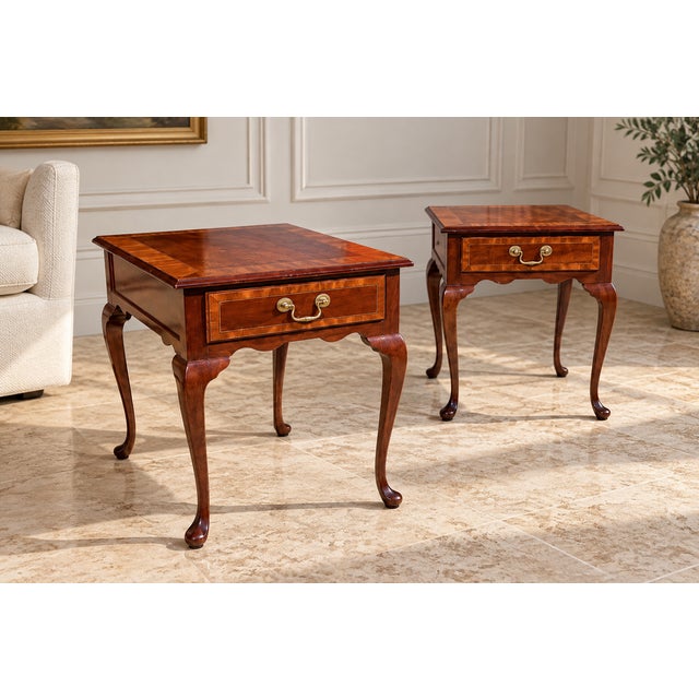 An elegant pair of vintage side tables by Councill Craftsmen, a respected American furniture manufacturer celebrated for...