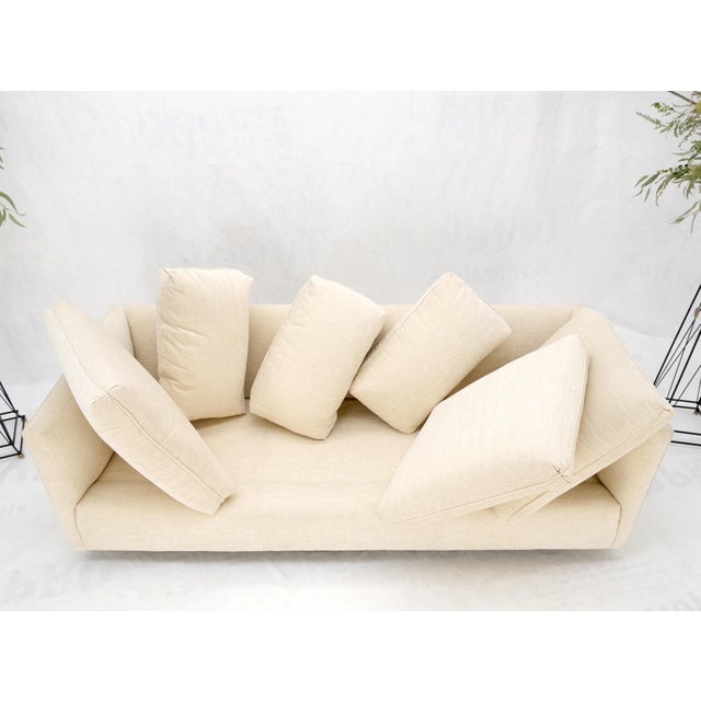 Custom Design Mid-Century Modern Beige Upholstery Box Shape Sofa Mint! For Sale - Image 11 of 18