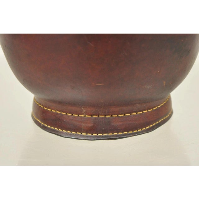 Brown Vintage Loyal Papeete Firetruck Brown Leather Brass Eagle Handle Bar Ice Bucket For Sale - Image 8 of 11