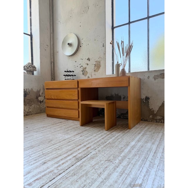 Savoie Desk, Chest of Drawers and Stool in Pine from Maison Regain, 1970s, Set of 4 For Sale - Image 11 of 18