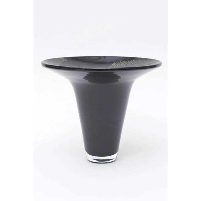 The beautiful shape of this vintage Seguso Italian Murano Trumpet style glass vase or vessel is sculptural and sensual....