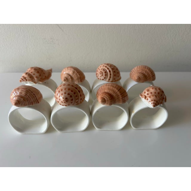 Vintage Bone China Seashell Napkin Rings - Set of 8 For Sale - Image 4 of 11
