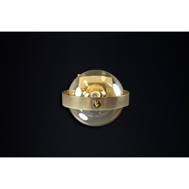 1950s Mid-Century Modern Brass and Art Glass Sconce attributed to Preciosa, Czech Rupublic, 1950s For Sale - Image 5 of 10