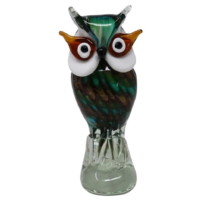 Murano Art Glass Owl Figurine, 1980s For Sale