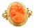Late 19th Century Victorian Hand-Carved Mediterranean Coral Cameo Brooch in 14k Gold With Seed Pearls For Sale