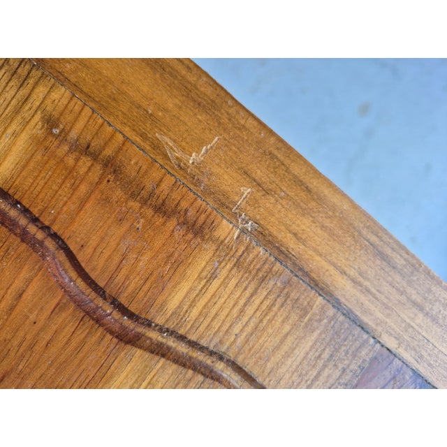 Vintage Folk Art Hand-Carved Pine Pedestal Side Table With Thistle Design For Sale In Palm Springs - Image 6 of 8