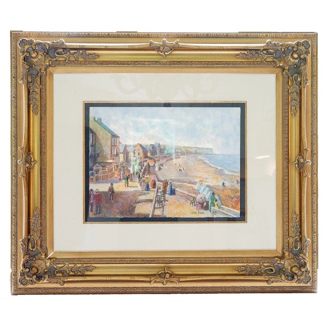 La Digue d'Arromanches is a pencil and pastel work by French artist Hugues Claude Pissarro (b. 1935), also known as H....