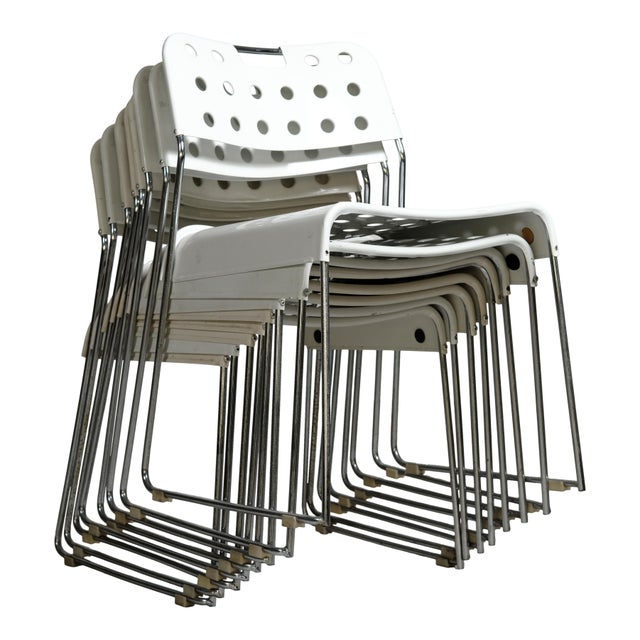 Omstak White Stackable Chairs by Rodney Kinsman for Bieffeplast, 1972, Set of 8 For Sale - Image 14 of 18