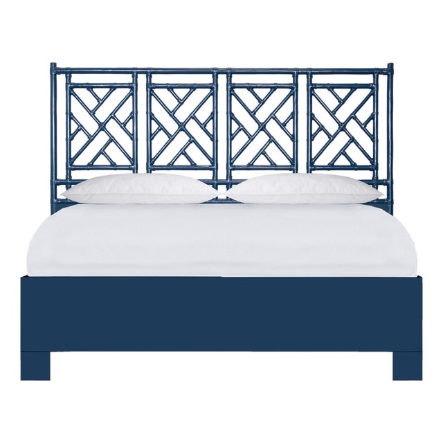 Chippendale Standard Bed California King - Navy For Sale