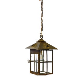 Arts & Crafts Wrought Iron Hall Lantern, 1910s For Sale