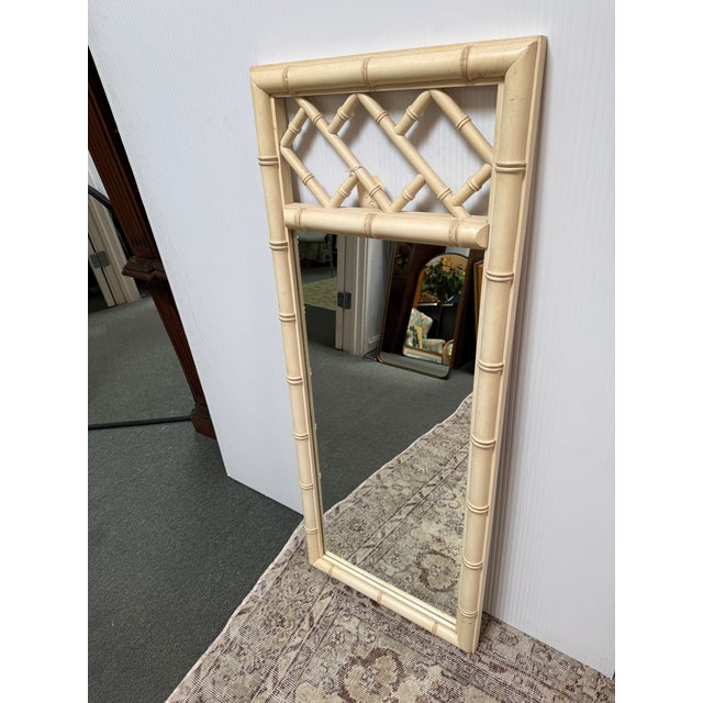 Chinoiserie Dixie Aloha Faux Bamboo Mirror, White For Sale - Image 3 of 12