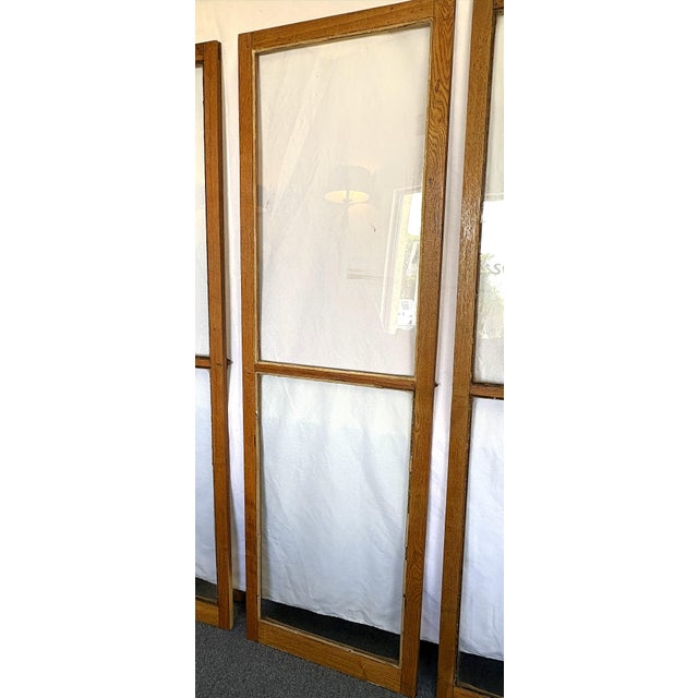 Vintage Architectural Salvage Oak and Glass Doors- Set of 3 For Sale - Image 17 of 18