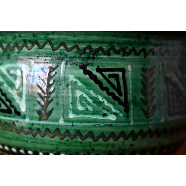 Green Glazed Earthenware Cachepot, 1940s For Sale - Image 4 of 10