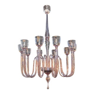 Modern Lavender Murano Glass 10 Arm Chandelier For Sale
