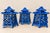 Offered is a fabulous set of three blue vintage pagoda laterns. Made from cast iron, the doors easily open to insert a...