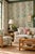 Chinoiserie Mahjong Floral Stripe Grasscloth Wallpaper by House Party | Green Dragon | 8 Yards For Sale - Image 3 of 10