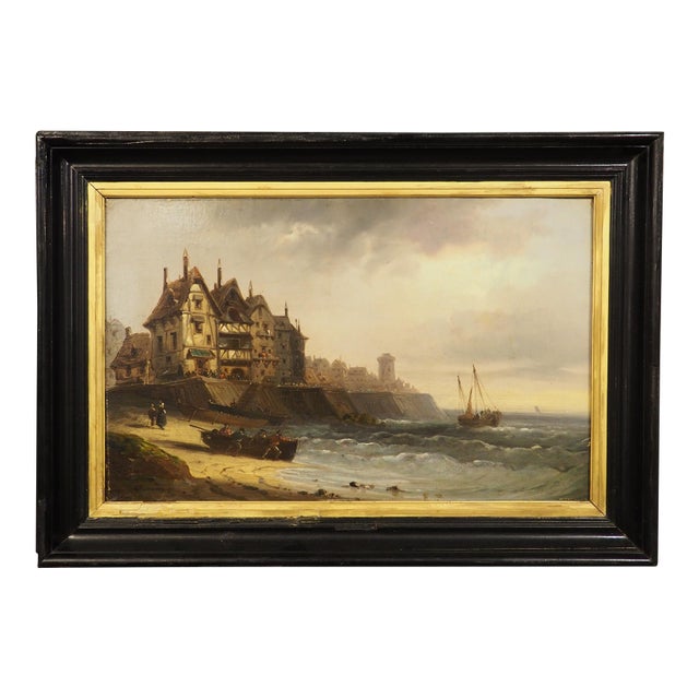 19th Century French Coastal Landscape Painting, Signed Kuwasseg For Sale