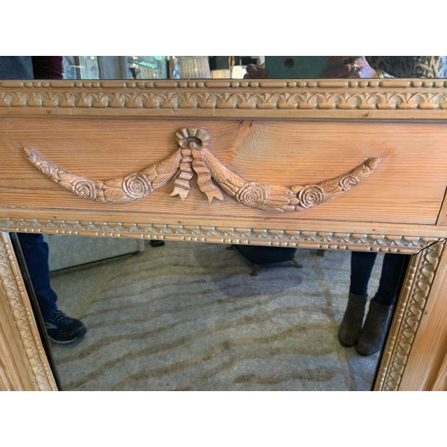 French Antique French Hand Carved Oak Trumeau Mirror For Sale - Image 3 of 12