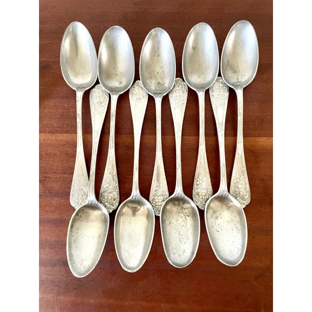 Metal Antique Silver Plated Cutlery, Set of 18 For Sale - Image 7 of 9